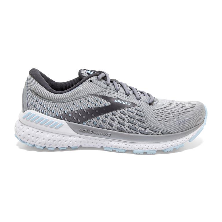 Brooks Adrenaline GTS 21 Road Running Shoes - Women's - Oyster/Alloy/Light Blue (69150-GBVU)